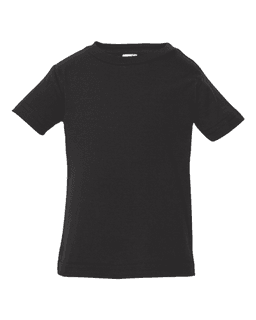 Sample of Fine Jersey Infant T-Shirt in Black from side front