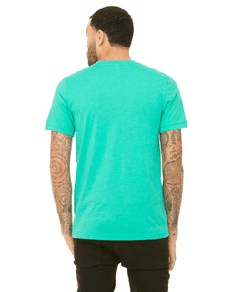 Sample of Canvas 3001 - Unisex Jersey Short-Sleeve T-Shirt in HEATHER SEA GRN from side back
