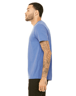 Sample of Canvas 3001 - Unisex Jersey Short-Sleeve T-Shirt in HTHR COLUM BLUE from side sleeveleft