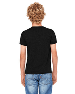 Sample of Canvas 3001Y - Youth Jersey Short-Sleeve T-Shirt in BLACK HEATHER from side back