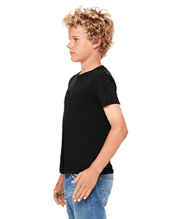 Sample of Canvas 3001Y - Youth Jersey Short-Sleeve T-Shirt in BLACK HEATHER from side sleeveleft