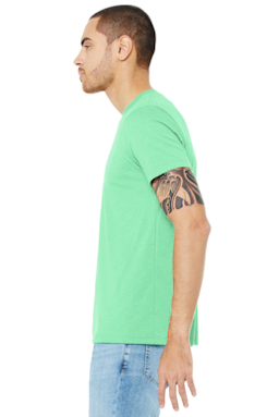 Sample of Canvas 3413 - Unisex Triblend Short-Sleeve T-Shirt in MINT TRIBLEND from side sleeveleft