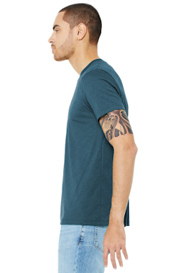 Sample of Canvas 3413 - Unisex Triblend Short-Sleeve T-Shirt in STEEL BLU TRBLND from side sleeveleft