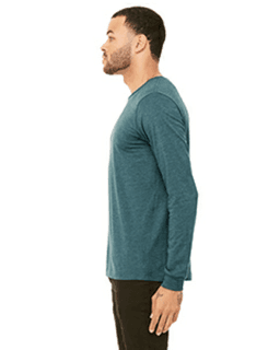 Sample of Canvas 3501 - Unisex Jersey Long-Sleeve T-Shirt in HTHR DEEP TEAL from side sleeveleft