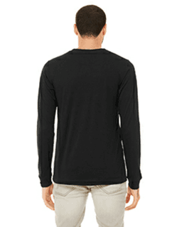 Sample of Canvas 3501 - Unisex Jersey Long-Sleeve T-Shirt in SOLID BLK TRIBLN from side back