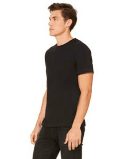 Sample of Canvas 3650 - Unisex Poly-Cotton Short-Sleeve T-Shirt in SOLID BLACK SLUB from side sleeveleft