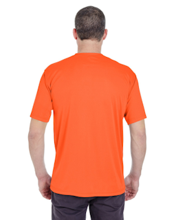Sample of UltraClub 8620 - Men's Cool & Dry Basic Performance T-Shirt in BRIGHT ORANGE from side back