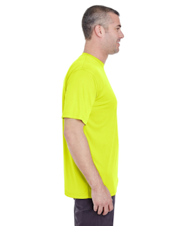 Sample of UltraClub 8620 - Men's Cool & Dry Basic Performance T-Shirt in BRIGHT YELLOW from side sleeveleft