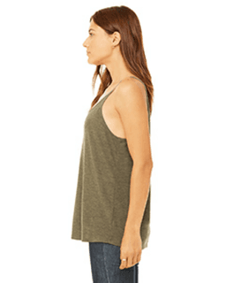 Sample of Bella 8838 - Ladies' Slouchy Tank in HEATHER OLIVE from side sleeveleft