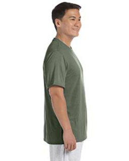 Sample of Gildan G420 - Adult Performance 100% Polyester Tee in MILITARY GREEN from side sleeveleft