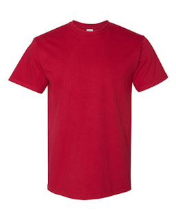 Sample of Gildan Hammer T-Shirt in SptScarRed from side front