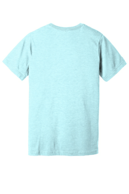 Sample of BELLA+CANVAS Unisex Jersey Short Sleeve Tee in Ht Prm Ice Blu from side back