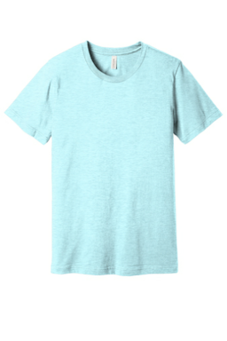 Sample of BELLA+CANVAS Unisex Jersey Short Sleeve Tee in Ht Prm Ice Blu from side front