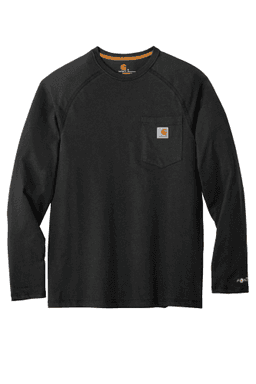 Sample of Carhartt Force Cotton Delmont Long Sleeve T-Shirt in Black from side front