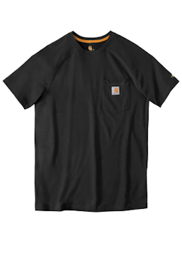 Sample of Carhartt Force Cotton Delmont Short Sleeve T-Shirt in Black from side front
