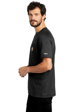 Sample of Carhartt Force Cotton Delmont Short Sleeve T-Shirt in Black from side sleeveleft