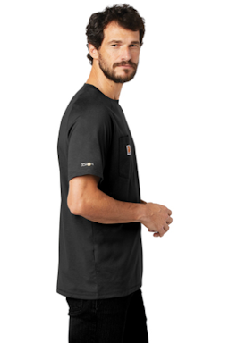 Sample of Carhartt Force Cotton Delmont Short Sleeve T-Shirt in Black from side sleeveright