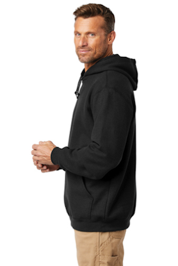 Sample of Carhartt Midweight Hooded Sweatshirt in Black from side sleeveleft