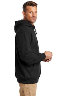 Sample of Carhartt Midweight Hooded Sweatshirt in Black from side sleeveright