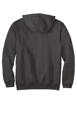 Sample of Carhartt Midweight Hooded Sweatshirt in Carbon Heather from side back