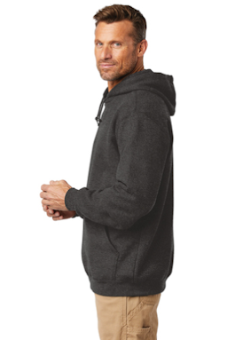 Sample of Carhartt Midweight Hooded Sweatshirt in Carbon Heather from side sleeveleft