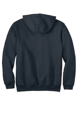 Sample of Carhartt Midweight Hooded Sweatshirt in New Navy from side back