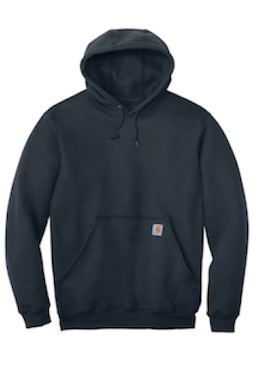 Sample of Carhartt Midweight Hooded Sweatshirt in New Navy from side front
