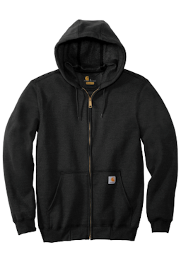 Sample of Carhartt Midweight Hooded Zip-Front Sweatshirt in Black from side front