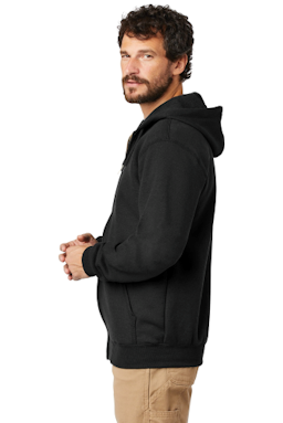 Sample of Carhartt Midweight Hooded Zip-Front Sweatshirt in Black from side sleeveright