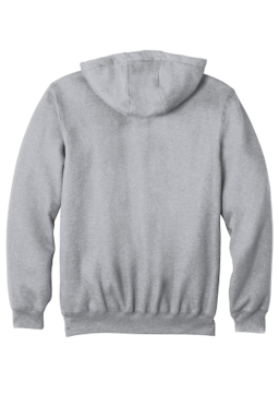 Sample of Carhartt Midweight Hooded Zip-Front Sweatshirt in Heather Grey from side back