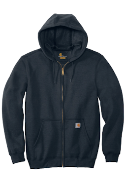 Sample of Carhartt Midweight Hooded Zip-Front Sweatshirt in New Navy from side front