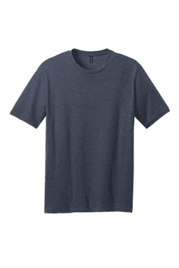 Sample of District Made Mens Perfect Blend Crew Tee in Hthr Navy from side front