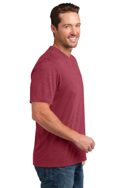 Sample of District Made Mens Perfect Blend Crew Tee in Hthr Red from side sleeveleft