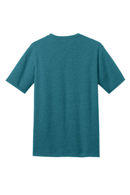 Sample of District Made Mens Perfect Blend Crew Tee in Hthr Teal from side back