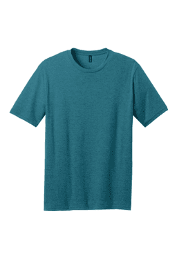 Sample of District Made Mens Perfect Blend Crew Tee in Hthr Teal from side front