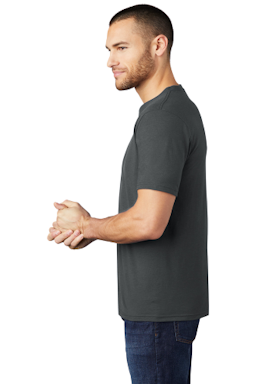 Sample of District Made Mens Perfect Tri Crew Tee in Charcoal from side sleeveleft