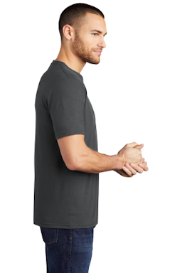 Sample of District Made Mens Perfect Tri Crew Tee in Charcoal from side sleeveright