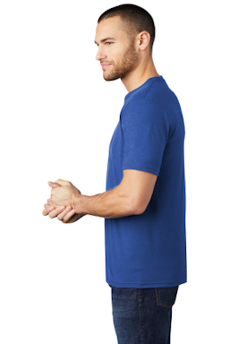 Sample of District Made Mens Perfect Tri Crew Tee in Deep Royal from side sleeveleft