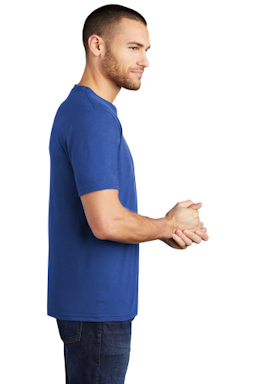 Sample of District Made Mens Perfect Tri Crew Tee in Deep Royal from side sleeveright