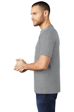 Sample of District Made Mens Perfect Tri Crew Tee in Grey Frost from side sleeveleft