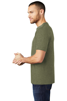 Sample of District Made Mens Perfect Tri Crew Tee in Military Green Frost from side sleeveleft