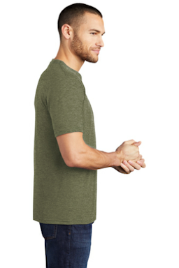 Sample of District Made Mens Perfect Tri Crew Tee in Military Green Frost from side sleeveright