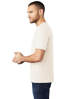 Sample of District Made Mens Perfect Tri Crew Tee in Natural from side sleeveleft