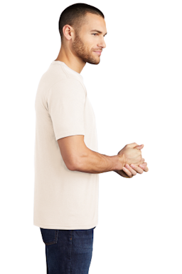Sample of District Made Mens Perfect Tri Crew Tee in Natural from side sleeveright