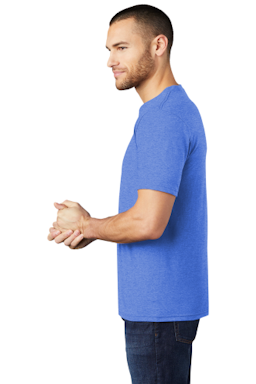 Sample of District Made Mens Perfect Tri Crew Tee in Royal Frost from side sleeveleft