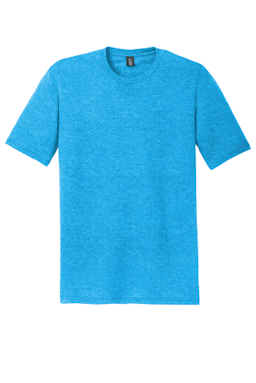 Sample of District Made Mens Perfect Tri Crew Tee in Turquoise Frost from side front