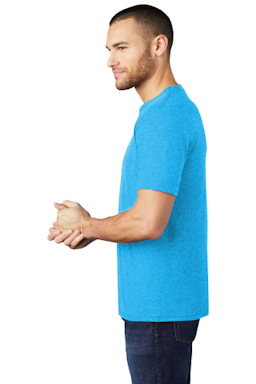 Sample of District Made Mens Perfect Tri Crew Tee in Turquoise Frost from side sleeveleft