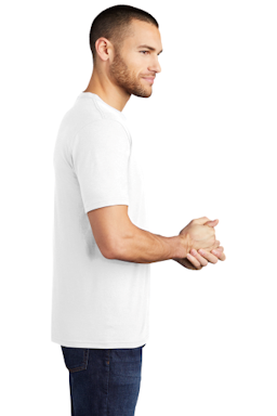 Sample of District Made Mens Perfect Tri Crew Tee in White from side sleeveright