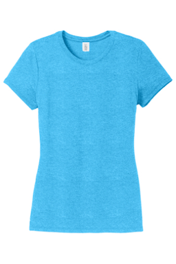 Sample of District Made Ladies Perfect Tri Crew Tee in Turquoise Frst from side front