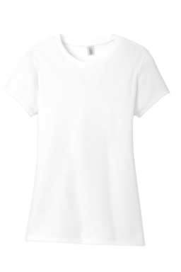 Sample of District Made Ladies Perfect Tri Crew Tee in White from side front